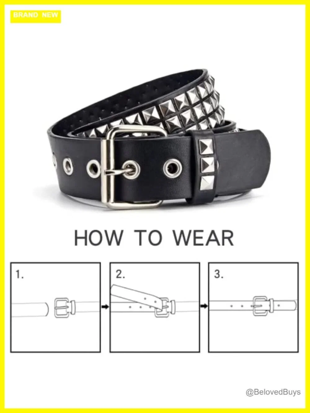 Studded Belt | Punk Rock Pyramid Belt | Faux Leather Women Men Gothic
